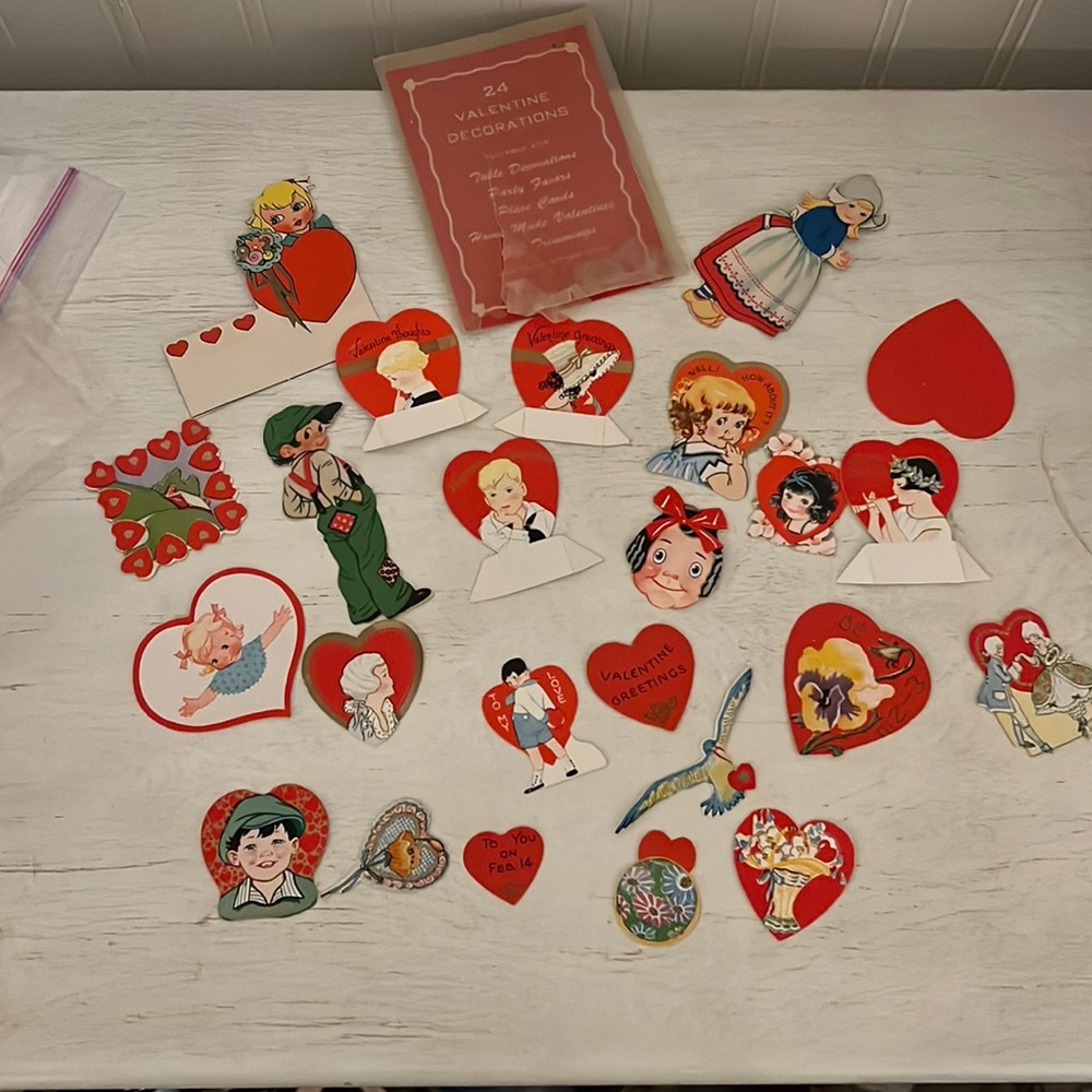 Antique Carrington Valentine’s Day card decorations miniature